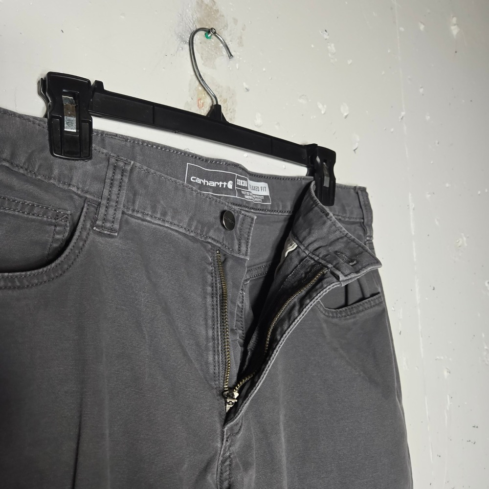 Carhartt Mens Gray Rugged Flex Relaxed Fit Canvas Work Pants 33x30 Gorp Street - Picture 4 of 12